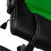 A close-up view of the stitching and material of a black and green chair. Produktbild-Vorschau