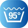 A laundry care symbol indicating a maximum washing temperature of 95 degrees Celsius. Produktbild-Vorschau
