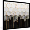 MuchoWow® Gerahmtes Poster Gold - Sechseck - Chic - Muster Produktbild-Vorschau 1