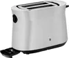 A stainless steel toaster with a black crumb tray extended. Produktbild-Vorschau