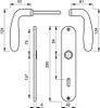 Technical drawing with dimensions of a door handle set. Podgląd zdjęcia produktu