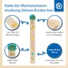 A collage of images showcasing a wooden growth chart for children, with details highlighted. Produktbild-Vorschau