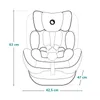 A diagram of a car seat with dimensions indicated. Produktbild-Vorschau