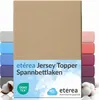 A product shot of a taupe-colored fitted sheet, with swatches of other available colors displayed on the left and right. Produktbild-Vorschau