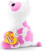 A plush toy cow with pink spots sitting on a white background. Produktbild-Vorschau