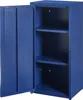 A blue metal cabinet with its door open, revealing shelves inside. Voir les images du produit