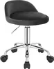 A studio shot of a dark gray office stool with a chrome base and wheels. Produktbild-Vorschau