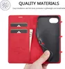 A hand holding a red iPhone case open to show card slots and a phone holder. Produktbild-Vorschau