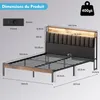 DEWINNER Cadre de lit 140 x 190 avec Base en métal, lit 2 Voir les images du produit 2
