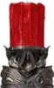 A red candle in a decorative, dark-colored holder. Produktbild-Vorschau
