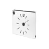 A white box with a clock face printed on it, shown at an angle. Produktbild-Vorschau