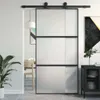 The Living Store Schiebetür Schwarz 102,5x205 cm Hartglas Produktbild-Vorschau 2