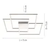 A modern LED ceiling lamp with a geometric design, shown with dimensions indicated. Anteprima dell’immagine prodotto