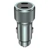 A silver car charger with two USB-C ports on a white background. Produktbild-Vorschau