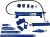 A hydraulic spreader kit with various attachments, laid out on a white background. Anteprima dell’immagine prodotto