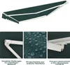 A collage of images showing a green awning and close-ups of its features. Náhľad obrázku produktu