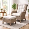 Rattan Relaxsessel mit Fußhocker inklusive Sitzpolster Produktbild-Vorschau 1