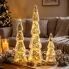 LED-glazen kerstboom, set van 3, zilver, op batterijen, met Productafbeelding-voorbeeld 1