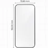 A diagram showing the dimensions of a screen protector. Produktbild-Vorschau