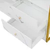 A close-up view of two open drawers of a white cabinet with a marble pattern and gold handles, set against a white background. Podgląd zdjęcia produktu