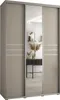 A three-door wardrobe with mirrored doors, reflecting a room interior with decorative items. Produktbild-Vorschau
