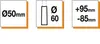 Three separate diagrams with technical specifications and measurements. Podgląd zdjęcia produktu