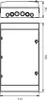 Technical drawing of an electrical enclosure with dimensions. Produktbild-Vorschau