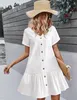 ASKSA Femme Robe d'été Bouton Down Robe en lin Robe de Voir les images du produit 2