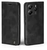A black flip case for a smartphone is shown from two angles, front and back. Produktbild-Vorschau