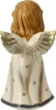 The back view of a ceramic angel figurine with gold-tipped wings and a cream-colored robe adorned with gold stars. Náhled obrázku produktu