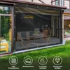 A covered outdoor patio area with furniture, enclosed by a transparent screen. Náhled obrázku produktu