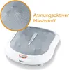 A white and gray foot massager with a close-up inset showing the mesh fabric. Náhled obrázku produktu
