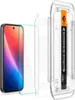 A screen protector kit for a smartphone, including the screen protector, an alignment tool, and packaging. Produktbild-Vorschau