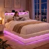Cama boxspring INONEFT de 140x200 cm con LED y USB, Vista previa de la imagen del producto 14