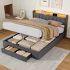 okwish Polsterbett 160×200 mit LED-Licht und Schubladen, Produktbild-Vorschau 3