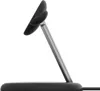 A side view of a black and silver wireless charger stand. Produktbild-Vorschau