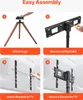 A collage of four images showing the steps for assembling a TV stand. Náhled obrázku produktu