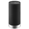 A black universal knife block with a silver base and a textured insert at the top, shown against a white background. Produktbild-Vorschau