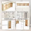 A collage of images showing different features and configurations of a bunk bed with a desk and wardrobe. Voir les images du produit