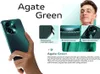 A marketing image showcasing a green smartphone with close-up details and a man in the background. Náhled obrázku produktu