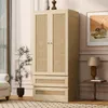 Kledingkast, 70x55x170 cm, in houtkleur, met dubbele deuren Productafbeelding-voorbeeld 5