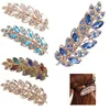 Damen Mode Blume Blatt Kristall Strass Haarspange Clip Produktbild-Vorschau 8