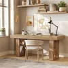 A home office setup with a wooden desk, chair, and decorative items. Anteprima dell’immagine prodotto