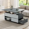 A modern living room with a lift-top coffee table in the center, next to a sofa. Produktbild-Vorschau