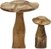 Two wooden mushroom decorations of different sizes are displayed against a white background. Produktbild-Vorschau