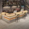 Moderne L-förmige Empfangstheke mit LED – Holzoptik Tresen Produktbild-Vorschau 1