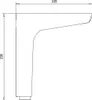 A technical drawing of a furniture leg with dimensions. Produktbild-Vorschau