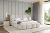 A bedroom scene with a bed, nightstand, and curtains. Produktbild-Vorschau