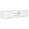 A white TV stand with doors and a glass shelf. Produktbild-Vorschau