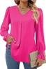 ASKSA Damen Bluse V-Ausschnitt Chiffon Plissee Produktbild-Vorschau 1